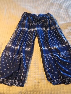 Denim & Supply By  Ralph Lauren Navy Bandana Print Smocked Waist Pants